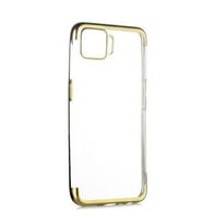 Oppo A73 Kılıf İnce Köşeleri Renkli Şeffaf Silikon (Gold)