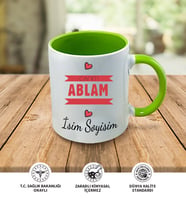 Abla Temalı Kişiye Özel İsim ve Fotoğraf Baskılı Kupa Bardak No:002 (Yeşil)
