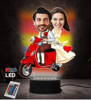 Doğum Günü Hediyesi,Sevgiliye Hediye, Kişiye Özel Fotoğraflı  Motorcu Çift 3 Karikatür 3D Led Lamba (RGB)