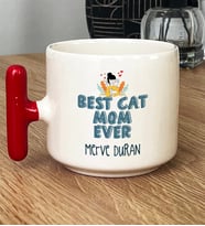 Kişiye Özel Best Cat Mom Ever Hediye T Kupa Bardak En İyi Kedi Annesi (Kırmızı)
