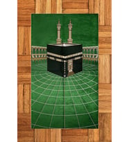 EVDEYA Dijital Baskılı Yıkanabilir Kabe Motifli Şık Tasarım Namaz Halısı Seccade 70x130, Seccade-48-kahve, (Yeşil)