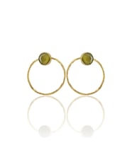 Kadir Jewellery 22 Ayar Altın Kaplama Kadın Halka Küpe -El İşçiliği Ve Hipoalerjenik Küpe (Zeytin Yeşili)