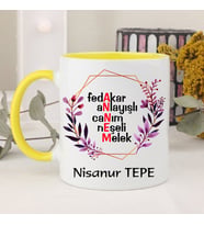 Annem Yazılı Kupa Bardağı (Sarı)