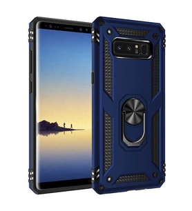 Samsung Galaxy Note 8 Uyumlu Kılıf Standlı Manyetik Yüzüklü Military Magnetic Ring Polycarbonate and TPU Case (Lacivert)