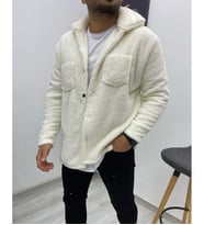Unisex Çift Cepli Welsoft Peluş Ceket (Beyaz)