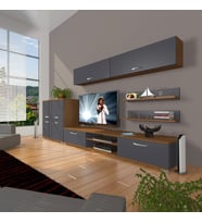 Decoraktiv Eko 6y Mdf Dvd Tv Ünitesi Tv Sehpası (Antrasit - Ceviz)