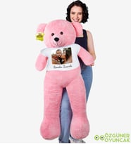 130 cm Kendin Tasarla Tişörtlü Pelüş Ayıcık (%100 Yerli) (Pembe)