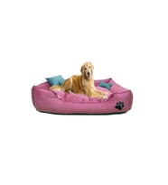 Ultrasoft Büyük Irk Köpek Yatağı Yıkanabilir Yüksek Kaliteli Kumaş Pati Işlemeli 80x100(Pembe)