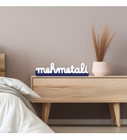 İsimli Masa Lambası 9 Harf – Kişiye Özel Şık Tasarım İsim , Marka yada Motto - Kırmızı - Mavi - Siyah (Mavi)