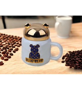 Bear Ayıcık Tasarımlı Sıcak Tutan Kapaklı Kupa Bardak Fincan Mug Mini Motivasyon Termos 400 ml. (Beyaz)