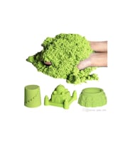 Doğal Kinetik Kum 1-kg + Kum Kalıpları (Yeşil)
