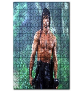 Cakapuzzle John Rambo Sylvester Stallone Yağmur Altında Puzzle Yapboz MDF(Ahşap) (255 Parça)