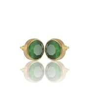Kadir Jewellery 22 Ayar Altın Kaplama Kadın Minimal Küpe -El İşçiliği Ve Hipoalerjenik Küpe (Yeşil)