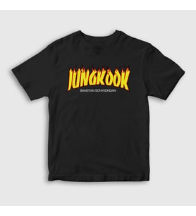 Presmono Unisex Çocuk Beyaz Thrasher K Pop Jungkook Bts T-Shirt 272807tt (Siyah)