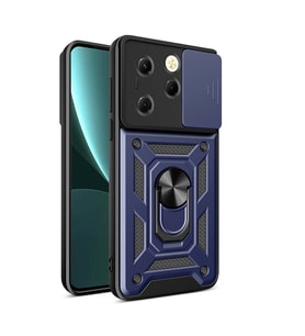 Vendas Tecno Spark 20 Pro Kılıf Magnetik Standlı Kamera Korumalı Zore Sürgülü Vega Kapak (Mavi)