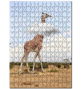 Cakapuzzle Afrika Zurafa Bulutlar Görseli Puzzle Yapboz MDF (Ahşap) (1000 Parça)