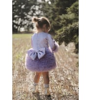 Kız Bebek Kız Çocuk Doğum Günü Parti Düğün Elbise Tüllü Tütü Astarlı Çocuk Giyim Bebek Giyim (Mor)