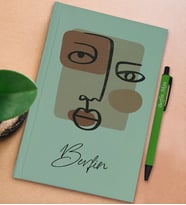 BK Gift Kişiye Özel İsimli Su Yeşili Sert Kapaklı Defter ve Tükenmez Kalem Seti, Arkadaşa Hediye, Yeni İş Hediyesi, Doğum Günü Hediyesi (Model 1)