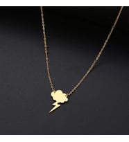 Kişiye Özel 925 Ayar Gümüş Bulut ve Şimşek Kolye (Gold)