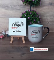 Edebiyat Öğretmeni Dekoratif Taş, Kupa Bardak Kırmızı Hediye Öğretmenler Günü Hediyesi (Model 9)