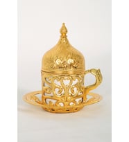 TEK ADET HEDİYE GÜMÜŞ & GOLD AYRI SEÇENEKLERDE FİNCAN 1 Espresso Takımı Espresso Seti Seramik Kahve Fincanı Kulplu Espresso 5x6 Cm Beyaz (Gold)