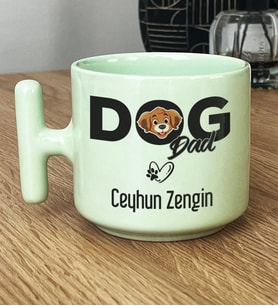 Kişiye Özel Dog Dad Hediye Pastel T Kupa Köpek Babası (Yeşil)