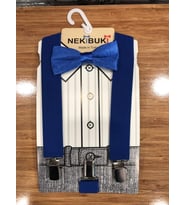 Çocuk Pantolon Askı Papyon Takımı (Saks)