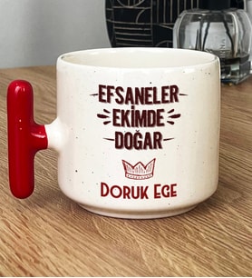 Kişiye Özel Efsaneler Ekimde Doğar Hediye T Kupa Bardak Doğum Günü Hediyesi (Kırmızı)