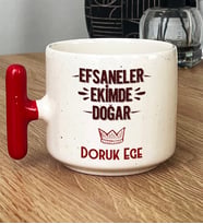 Kişiye Özel Efsaneler Ekimde Doğar Hediye T Kupa Bardak Doğum Günü Hediyesi (Kırmızı)