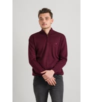 Regular Fit Yarım Balıkçı Fermuarlı Akrilik Viskon Karışımlı Erkek Triko Kazak  (Bordo)