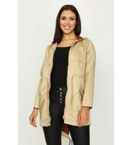 Kadın Kapüşonlu Parlak Kumaş Parka (Kahverengi)