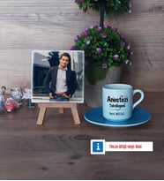 Anestezi Teknisyeni Fotoğraflı Dekoratif Taş, Ahşap Altlıklı Türk Kahvesi Fincanı Hediye (Model 5)