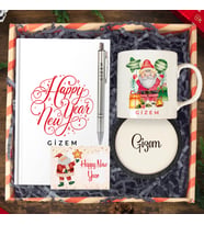 eJOYA Yeni Yıla Özel Defter Ve Kalem & Kupa & Bardak Altlığı & Hediye Kutusu 114438 (Beyaz)