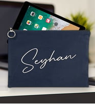BK Gift Kişiye Özel İsimli-6 Tablet Çantası 30x21cm(12 Renk Seçeneği), Ipad Çantası, Baskılı Tablet Kılıfı (Lacivert)