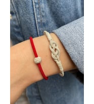Gümüş Kazaziye Sonsuzluk ve Top Detaylı Renkli İkili Bileklik Kombin : Yeşil - 19 cm : Kırmızı - 18 cm : Kırmızı - 20 cm (Kırmızı)