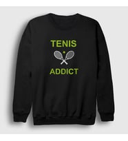 Presmono Unisex Beyaz Addict Spor Tennis Tenis Sweatshirt 329912tt (Siyah)