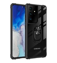 Galaxy S21 Ultra Kılıf Mola Kenar Köşe ve Yüzük Kısımları Renkli (Siyah)
