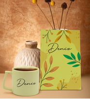 BK Gift Kişiye Özel İsimli Sarı Sert Kapaklı Defter ve Middle Kupa Seti, Arkadaşa Hediye, Yeni İş Hediyesi, Doğum Günü Hediyesi-1 (Model 8)