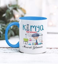 Kimya Öğretmeni Tasarımlı Kişiye Özel Kupa Bardak (Mavi)
