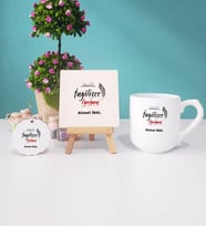 İngilizce Öğretmeni Kupa Bardak Lacivert Dekoratif Taş Baskı Anahtarlık (Model 8)