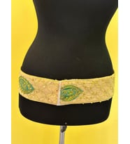 HİNT KUMAŞI İŞLEME ETNİK OTANTİK CIRT CIRTLI KADIN KEMER 94X8 CM (Yeşil)