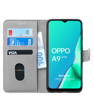 Microsonic Oppo A9 2020 Kılıf Fabric Book Wallet (Gri)