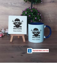 Erkek Kuaförü Dekoratif Taş, Kupa Bardak Kırmızı Hediye (Model 2)