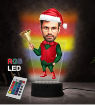 Yılbaşı Hediye,Doğum Günü Hediyesi,Sevgiliye Hediye, Kişiye Özel Fotoğraflı Yılbaşı Erkek 2 Tasarımlı Karikatür 3D Led Lamba (RGB)