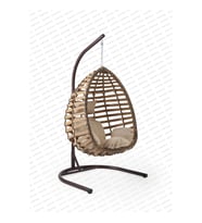 Capri Swing Gümbet Tekli Rattan Bahçe Salıncağı   Balkon Salıncağı  (Kahverengi Açık)