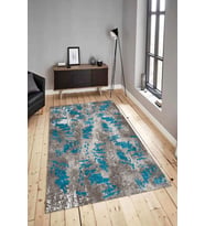 Dijital Baskılı Yıkanabilir Kaymaz Modern Renkli Salon Halısı Mutfak Halısı Yolluk ND-HY-1027 (Turkuaz)