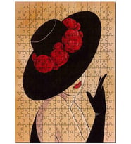 Cakapuzzle Kırmızı Güllü Şapkalı Kadın Görseli Puzzle Yapboz MDF (Ahşap) (255 Parça)