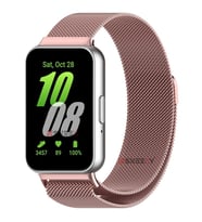 Sneezy Samsung Galaxy Fit 3 İle Uyumlu Woven Wire Tasarım Metal Hasır Kordon (Rose)
