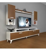 Decoraktiv Ekoflex 5da Mdf Retro Tv Ünitesi Tv Sehpası (Beyaz - Ceviz)