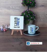 Babaya Hediye Dekoratif Taş, Türk Kahvesi Fincanı Kırmızı İsme Özel Hediye (Model 5)